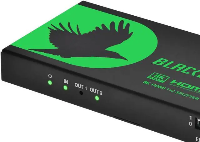 Alt view image 3 of 6 - Monoprice Blackbird 8K60 1x2 HDMI Splitter With Audio Extraction HDMI 2.1 HDCP 2.3, for Xbox, HDTV, Computer, Projector, PS4, Fire Stick