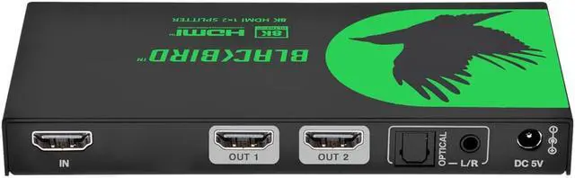 Alt view image 5 of 6 - Monoprice Blackbird 8K60 1x2 HDMI Splitter With Audio Extraction HDMI 2.1 HDCP 2.3, for Xbox, HDTV, Computer, Projector, PS4, Fire Stick