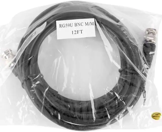Alt view image 5 of 5 - Monoprice Audio/Video Coaxial Cable - 12 Feet - Black | RG-59U BNC Male/ BNC Male, 75ohm