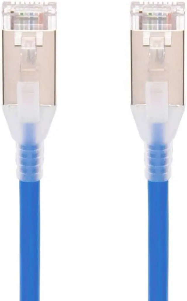 Alt view image 3 of 7 - Monoprice Cat6A Ethernet Patch Cable - 7 Feet - Blue | Snagless, Double Shielded, Component Level, CM, 30AWG, Ideal For Data Centers and Server Rooms - SlimRun Series