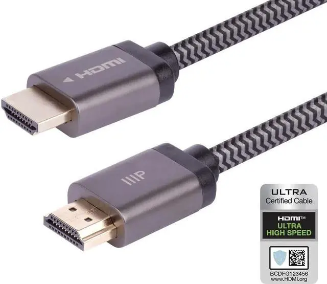Alt view image 2 of 6 - Monoprice 8K Certified Braided Ultra High Speed HDMI Cable - 20 Feet - Black | HDMI 2.1, 8K@60Hz, 48Gbps, CL2 In-Wall Rated, 24AWG, Compatible with PS 5, PlayStation 5 Digital Edition, Xbox X, Xbox S