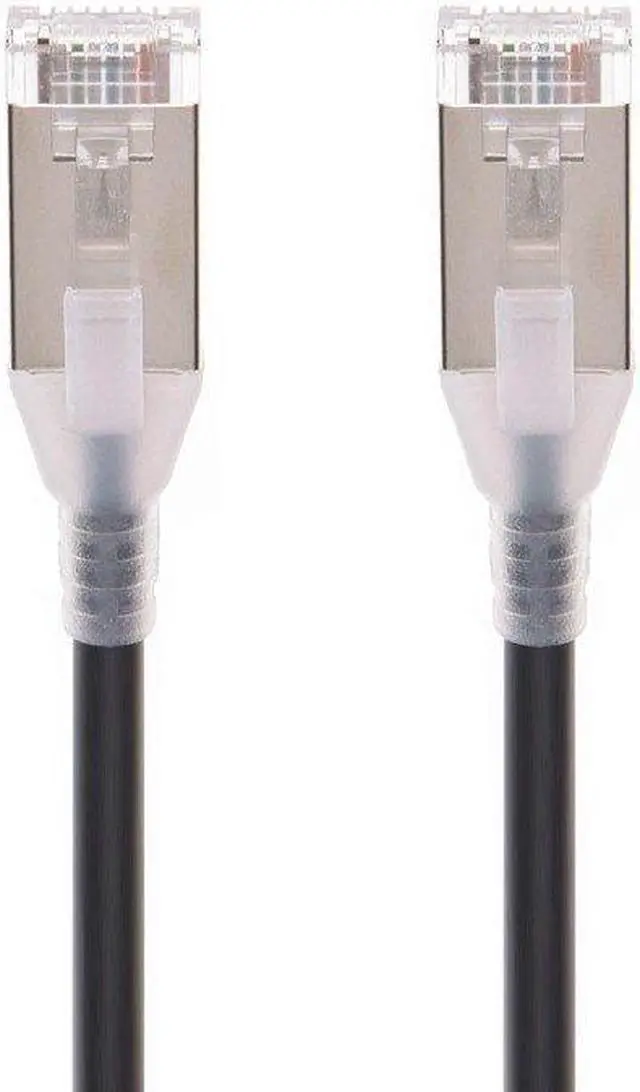 Alt view image 2 of 4 - Monoprice Cat6A 1ft Black Component Level Patch Cable, Double Shielded (S/FTP), 30AWG, 10G, CM Pure Bare Copper, Snagles