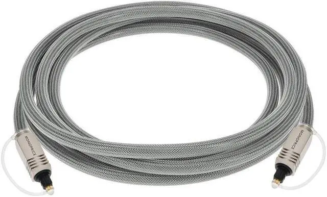 Alt view image 8 of 8 - Monoprice Premium S/PDIF (Toslink) Digital Optical Audio Cable - Silver - 10 Feet | Heavy Duty Mesh Jacket, Metal Connector Heads, For Play Station, Xbox one, Home theater & More