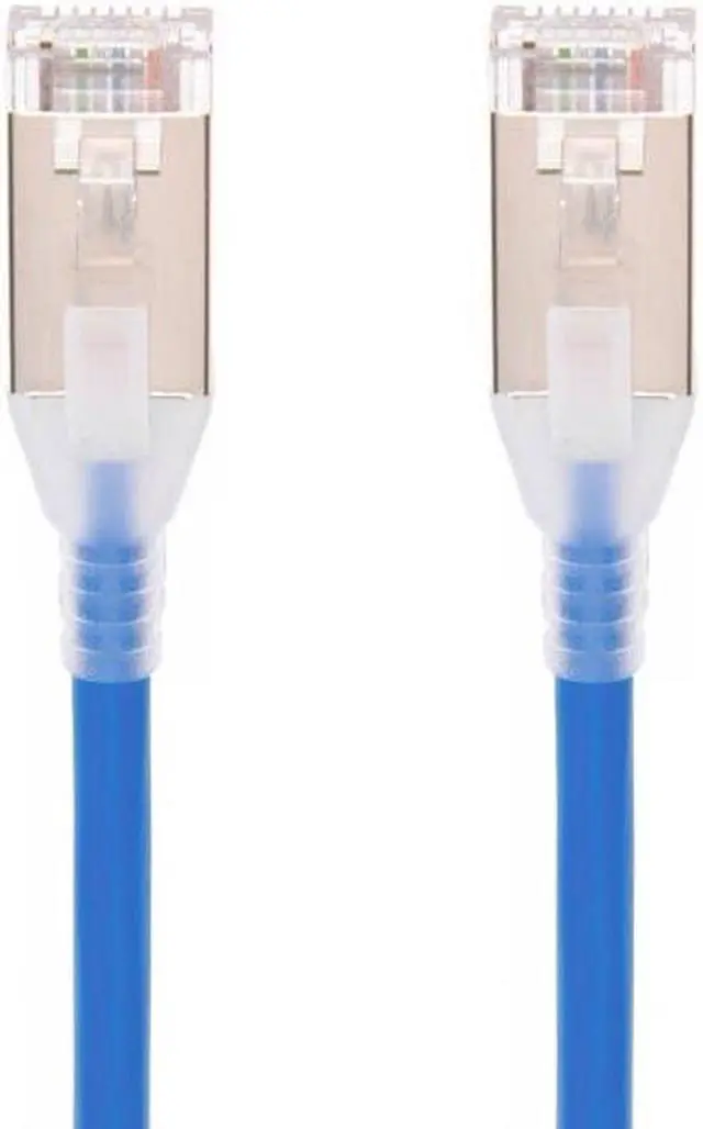 Alt view image 2 of 6 - Monoprice Cat6A 3ft Blue Component Level Patch Cable, Double Shielded (S/FTP), 30AWG, 10G, CM Pure Bare Copper, Snagless