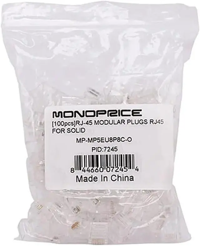 Alt view image 8 of 13 - Monoprice Rj-45 Modular Plugs Rj45 - 100 Pack For Solid