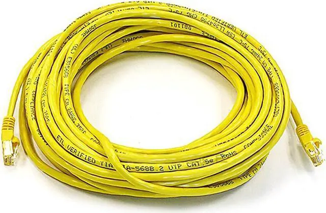 Alt view image 7 of 10 - Monoprice Cat6 Ethernet Patch Cable - 50 Feet - Yellow | Network Internet Cord - RJ45, Stranded, 550Mhz, UTP, Pure Bare Copper Wire, 24AWG