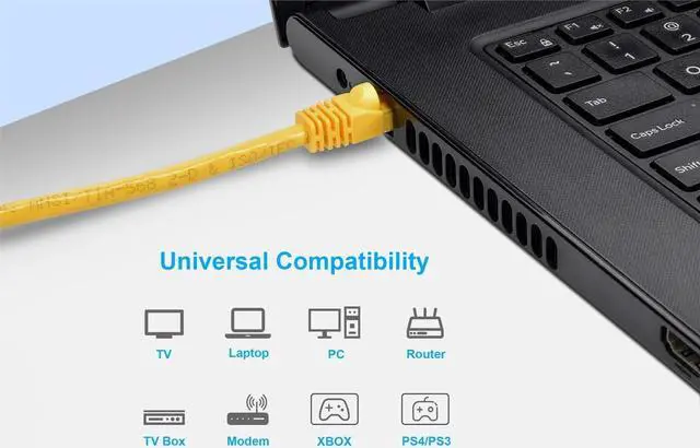 Alt view image 9 of 10 - Monoprice Cat6 Ethernet Patch Cable - 50 Feet - Yellow | Network Internet Cord - RJ45, Stranded, 550Mhz, UTP, Pure Bare Copper Wire, 24AWG