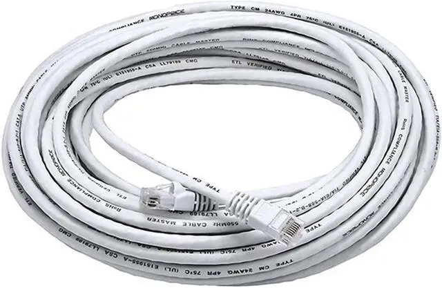 Alt view image 11 of 19 - Monoprice Cat6 Ethernet Patch Cable - Network Internet Cord - RJ45, Stranded, 550Mhz, UTP, Pure Bare Copper Wire, 24AWG, 50ft, White