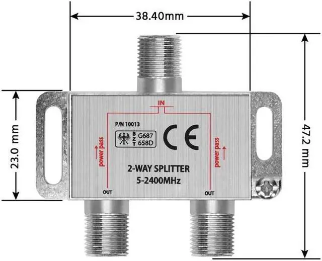Alt view image 4 of 6 - Monoprice 2-Way Coaxial Splitter
