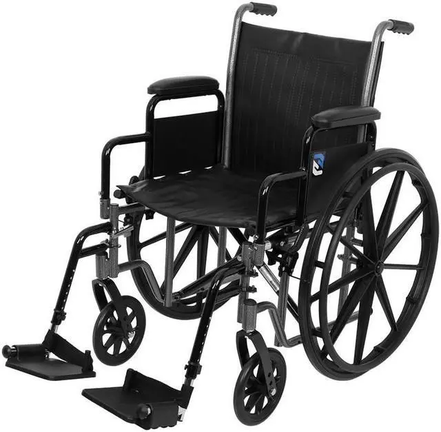 Main image of SevaCare by Monoprice Folding Wheelchair, Dual Brakes, 24-inch Rear Wheels, Adjustable Footrests, Detachable Desk Armrests, Up to 300lbs Weight Capacity