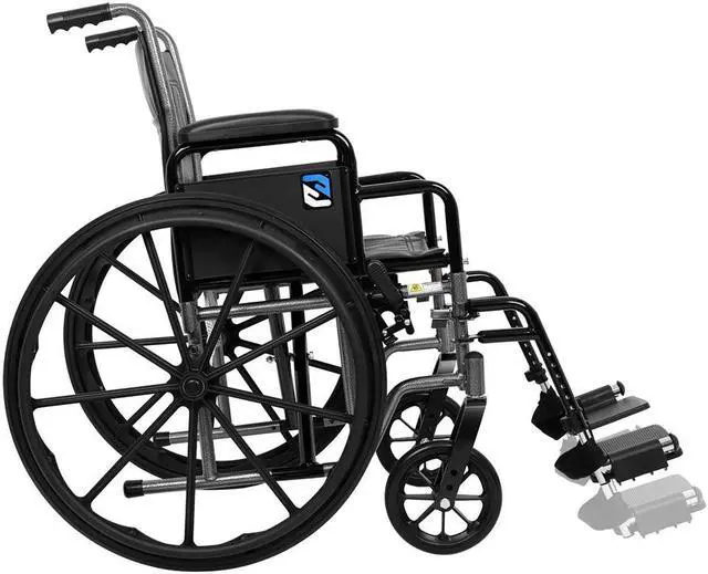 Alt view image 4 of 7 - SevaCare by Monoprice Folding Wheelchair, Dual Brakes, 24-inch Rear Wheels, Adjustable Footrests, Detachable Desk Armrests, Up to 300lbs Weight Capacity