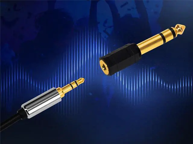 Alt view image 5 of 13 - Monoprice 1/4in (6.35mm) TRS Stereo Plug to 3.5mm TRS Stereo Jack Adapter, Gold Plated