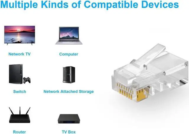 Alt view image 10 of 13 - Monoprice Rj-45 Modular Plugs Rj45 - 100 Pack For Solid