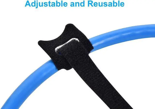 Alt view image 5 of 12 - Monoprice Hook and Loop Fastening Cable Ties, 9in, 100 pcs/pack, Black