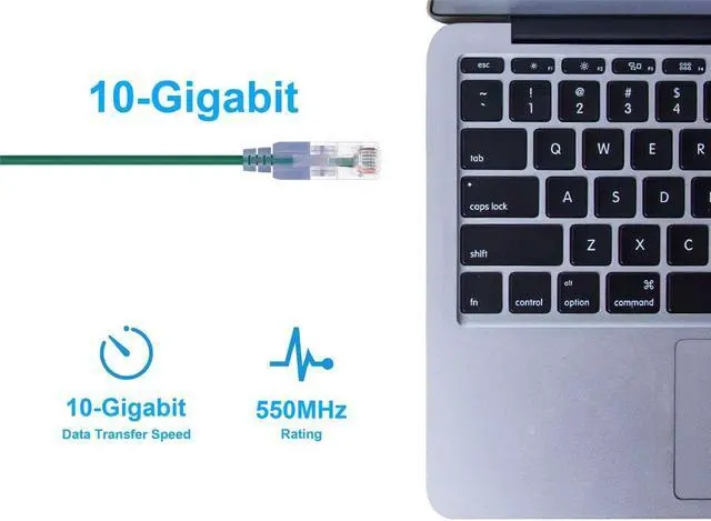 Alt view image 6 of 7 - Monoprice Cat6A Ethernet Patch Cable - 5 Feet - Green (10 Pack) Snagless RJ45 550Mhz UTP Pure Bare Copper Wire 10G 30AWG - SlimRun Series