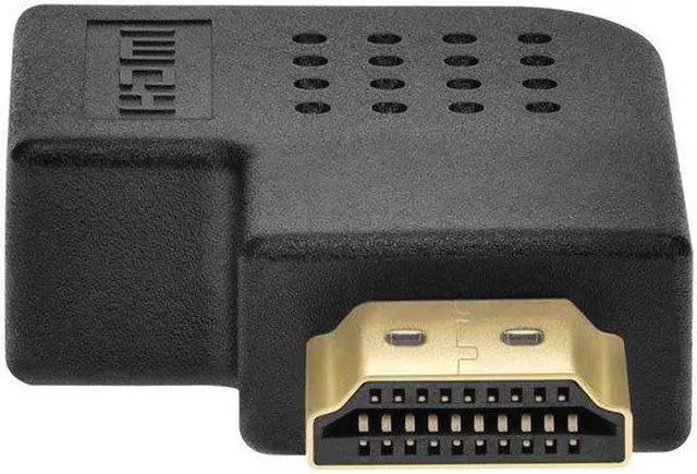 Alt view image 8 of 10 - Monoprice HDMI Right Angle Port Saver Adapter (Male to Female), 90-Degree, Vertical Flat Left