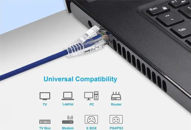 Alt view image 7 of 7 - Monoprice Cat6 Ethernet Patch Cable - 2 feet - Purple | Snagless RJ45 Stranded 550MHz UTP CMR Riser Rated Pure Bare Copper Wire 28AWG - SlimRun Series