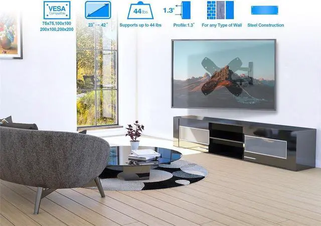 Alt view image 9 of 9 - Monoprice Full Motion Single-Stud TV Wall Mount Bracket For 23" To 43" TVs up to 44lbs, Max VESA 200x200, Works