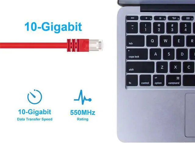 Alt view image 4 of 6 - Monoprice Cat6A Ethernet Patch Cable - 10 Feet - Red | Network Internet Cord - RJ45, 550Mhz, STP, Pure Bare Copper Wire, 10G, 26AWG