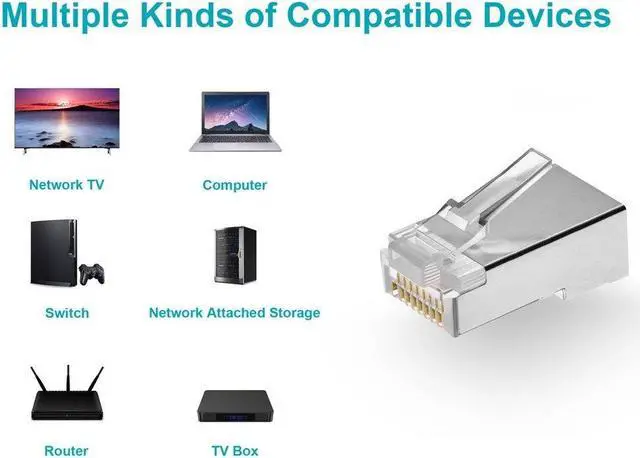 Alt view image 5 of 6 - Monoprice Shielded Cat5 Plug For Round Solid/Stranded Cable | 100 Pieces