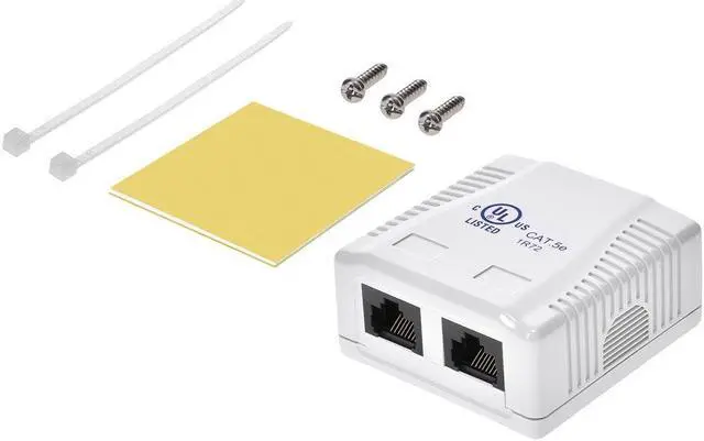 Alt view image 8 of 9 - Monoprice 2-port Cat5e Surface Mount Box - White