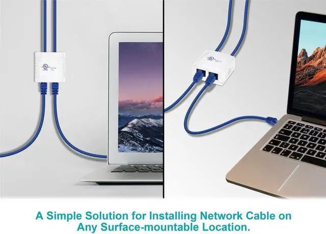 Alt view image 9 of 9 - Monoprice 2-port Cat5e Surface Mount Box - White