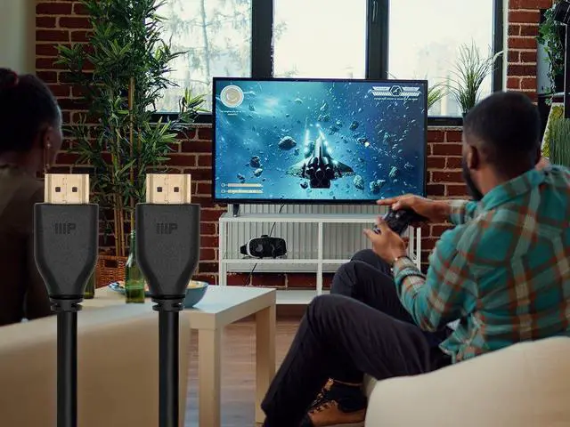 Alt view image 6 of 10 - Monoprice 8K HDMI 2.1 Cable - 6 Feet - Black | Ultra High Speed, 48Gbps, Compatible with Sony PS5 / Microsoft / Xbox Series X & Series S and More