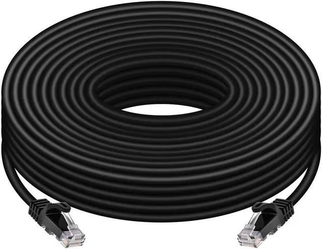 Alt view image 11 of 13 - Monoprice Cat6 Ethernet Patch Cable - 100 Feet - Black | Network Internet Cord - RJ45, Stranded, 550Mhz, UTP, Pure Bare Copper Wire, 24AWG - Flexboot Series