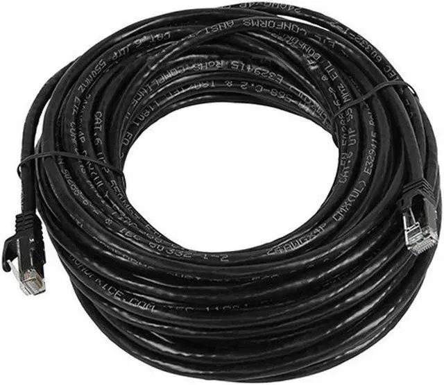 Alt view image 11 of 13 - Monoprice Cat6 Ethernet Patch Cable - 50 Feet - Black | Network Internet Cord - RJ45, Stranded, 550Mhz, UTP, Pure Bare Copper Wire, 24AWG - Flexboot Series