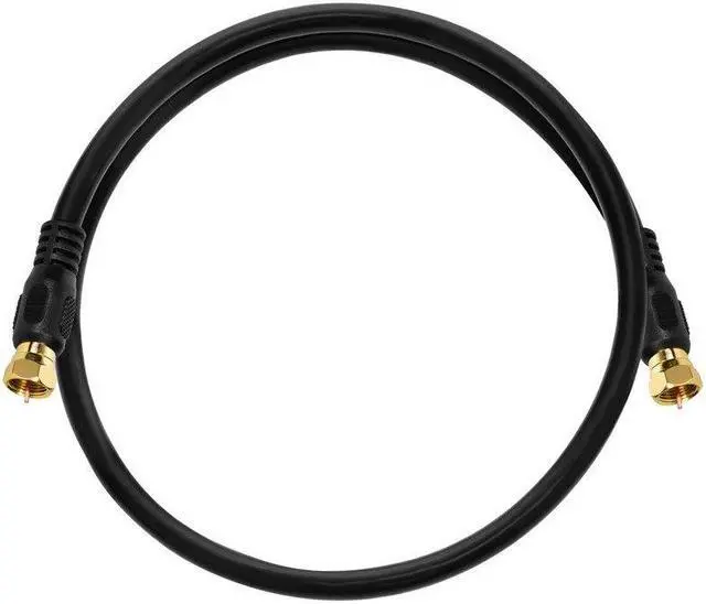 Alt view image 8 of 11 - Monoprice 1.5ft RG6 (18AWG) 75Ohm, Quad Shield, CL2 Coaxial Cable with F Type Connector - Black