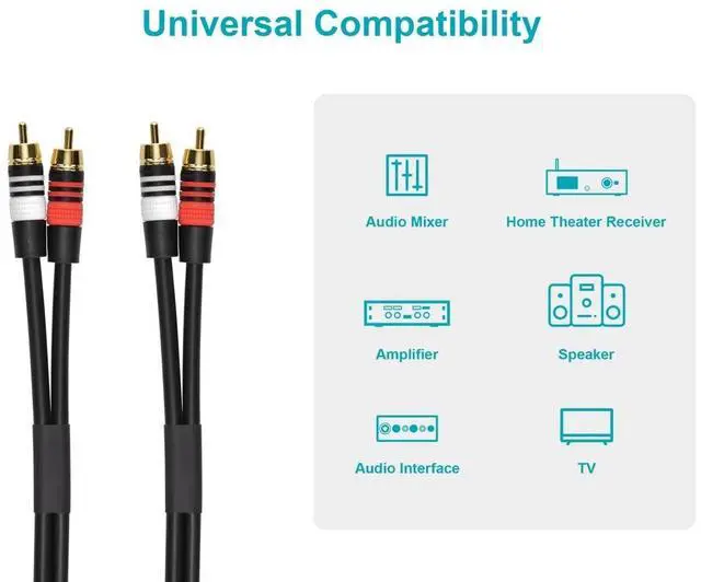 Alt view image 16 of 16 - Monoprice 10ft Premium 2 RCA Plug/2 RCA Plug M/M 22AWG Cable - Black