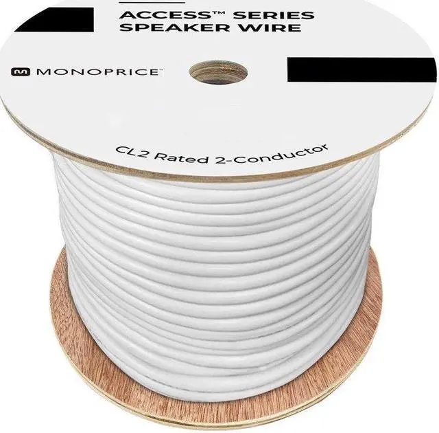 Alt view image 3 of 6 - Monoprice Access Series 14 Gauge AWG CL3 Rated 2 Conductor Speaker Wire / Cable - 1000ft Fire Safety In Wall Rated, Jacketed In White PVC Material 99.9% Oxygen-Free Pure Bare Copper