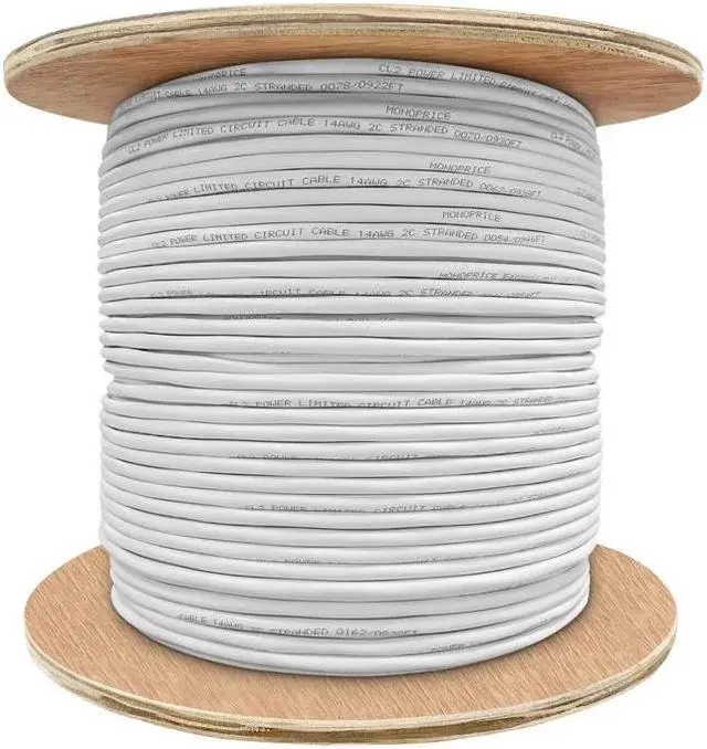 Alt view image 4 of 6 - Monoprice Access Series 14 Gauge AWG CL3 Rated 2 Conductor Speaker Wire / Cable - 1000ft Fire Safety In Wall Rated, Jacketed In White PVC Material 99.9% Oxygen-Free Pure Bare Copper