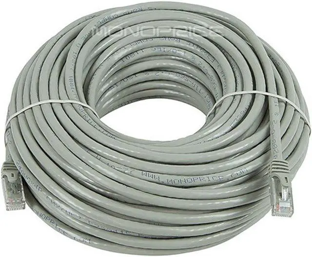 Alt view image 7 of 14 - Monoprice Cat6 Ethernet Patch Cable - 100 Feet - Gray | Network Internet Cord - RJ45, Stranded, 550Mhz, UTP, Pure Bare Copper Wire, 24AWG - Flexboot Series