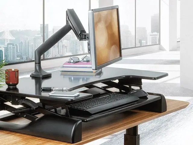 Alt view image 12 of 18 - Monoprice Smooth Full Motion Single Monitor Adjustable Gas Spring Desk Mount - Black For Large Screens, Supports Up To 34 inch Monitors, 19.8 LBS Display Weight - Workstream Collection