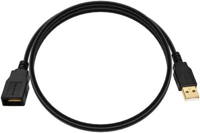 Alt view image 4 of 6 - Monoprice USB Type-A to USB Type-A Female 2.0 Extension Cable - 3 Feet - Black (5 Pack) 28/24AWG, Gold Plated Connectors