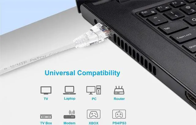 Alt view image 6 of 11 - Monoprice Cat6 Ethernet Patch Cable - 50 feet - White | Snagless RJ45 Stranded 550MHz UTP CMR Riser Rated Pure Bare Copper Wire 28AWG - SlimRun Series