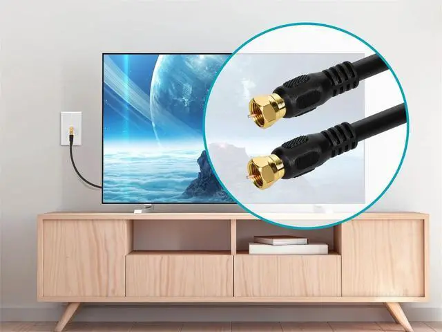 Alt view image 14 of 16 - Monoprice 3ft RG6 (18AWG) 75Ohm, Quad Shield, CL2 Coaxial Cable with F Type Connector - Black