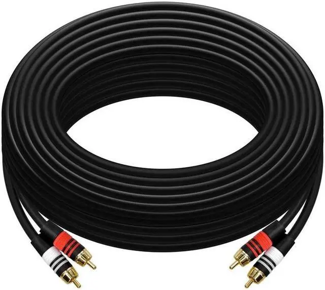 Alt view image 5 of 7 - Monoprice Premium Two-Channel Audio Cable - 50 Feet - Black | 2 RCA Plug to 2 RCA Plug 22AWG, Male to Male
