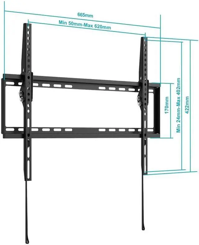 Alt view image 7 of 8 - Monoprice TV Wall Mount Bracket For TVs Up to 70in, Tilt, Max Weight 77lbs, VESA Patterns Up to 600x400, UL Certified - Select Series