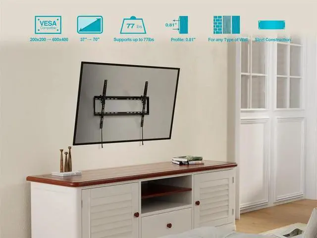 Alt view image 8 of 8 - Monoprice TV Wall Mount Bracket For TVs Up to 70in, Tilt, Max Weight 77lbs, VESA Patterns Up to 600x400, UL Certified - Select Series