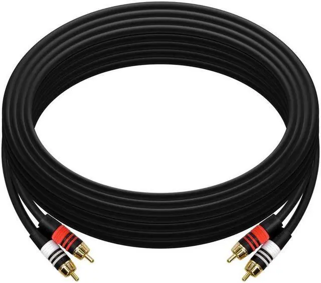 Alt view image 10 of 12 - Monoprice 102867 35-Feet Premium 2 RCA Plug to 2 RCA Plug 22AWG Cable, Black