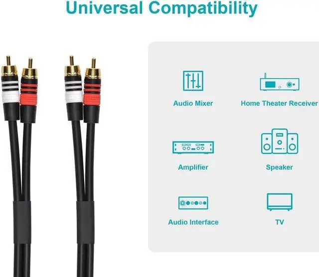 Alt view image 11 of 12 - Monoprice 102867 35-Feet Premium 2 RCA Plug to 2 RCA Plug 22AWG Cable, Black