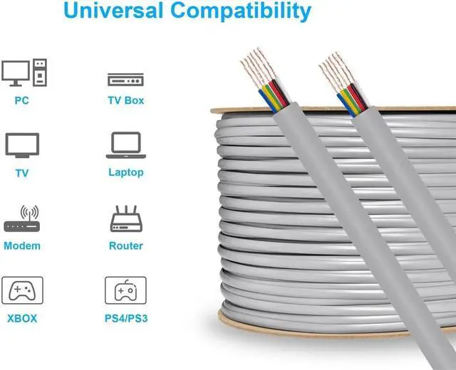 Alt view image 8 of 9 - Monoprice 6 Conductor Stranded Bulk Phone Cable - 1000 Feet - Silver, 28AWG, Flat Cable