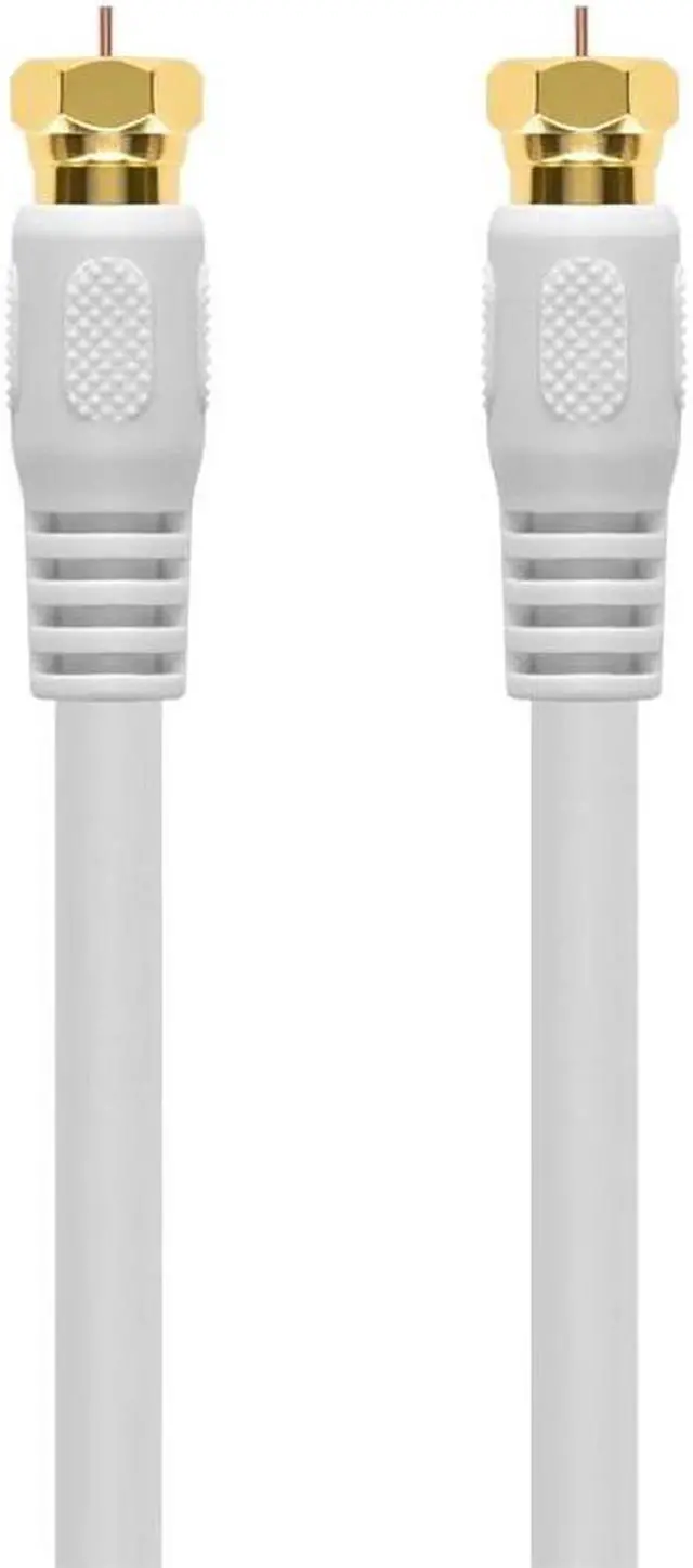 Alt view image 7 of 10 - Monoprice 1.5ft RG6 (18AWG) 75Ohm, Quad Shield, CL2 Coaxial Cable with F Type Connector - White
