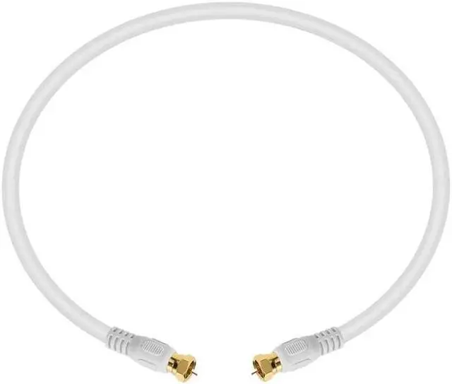 Alt view image 8 of 10 - Monoprice 1.5ft RG6 (18AWG) 75Ohm, Quad Shield, CL2 Coaxial Cable with F Type Connector - White