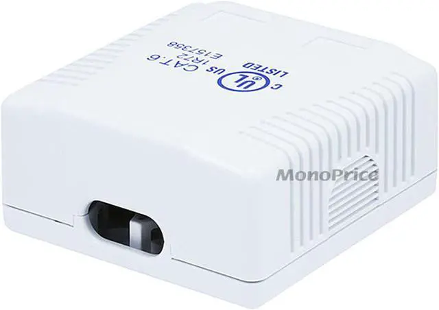 Alt view image 2 of 11 - Monoprice 2-port Cat6 Surface Mount Box - White
