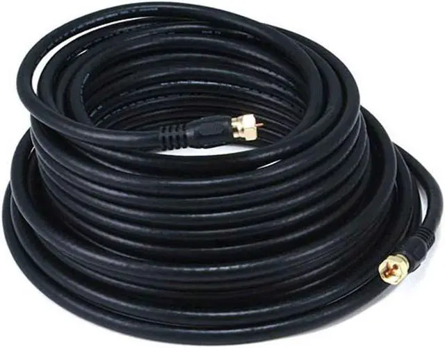 Alt view image 6 of 11 - Monoprice 50ft RG6 (18AWG) 75Ohm, Quad Shield, CL2 Coaxial Cable with F Type Connector - Black