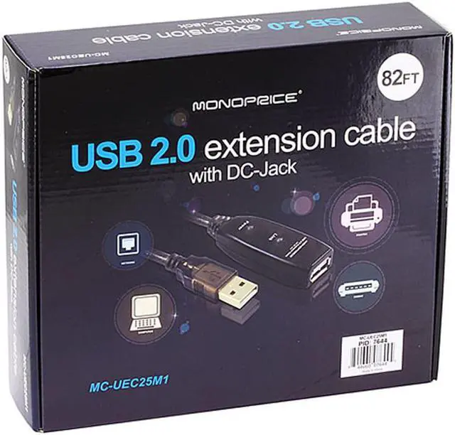 Alt view image 8 of 8 - Monoprice USB 2.0 Extension Cable - 82 Feet - Black | USB Type-A Male to USB Type-A Female, Active, 26/22AWG, Repeater, Kinect & PS3 Move Compatible