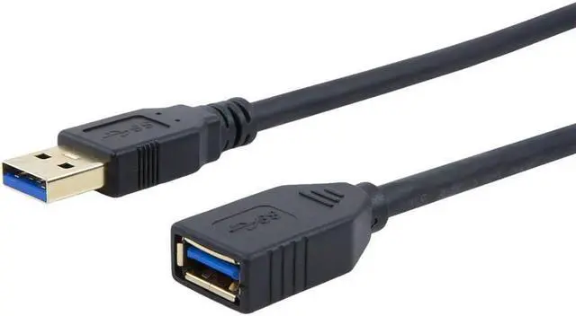 Alt view image 4 of 14 - Monoprice USB 3.0 Type-A Male to Type-A Female Extension Cable - 6 Feet - Black | Use with PlayStation, Xbox, Oculus VR, USB Flash Drive, Card Reader, Hard Drive, Keyboard